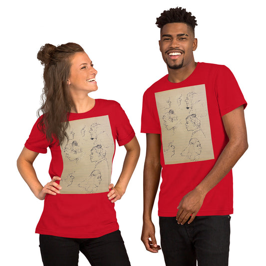 Faces Line Drawing Unisex t-shirt