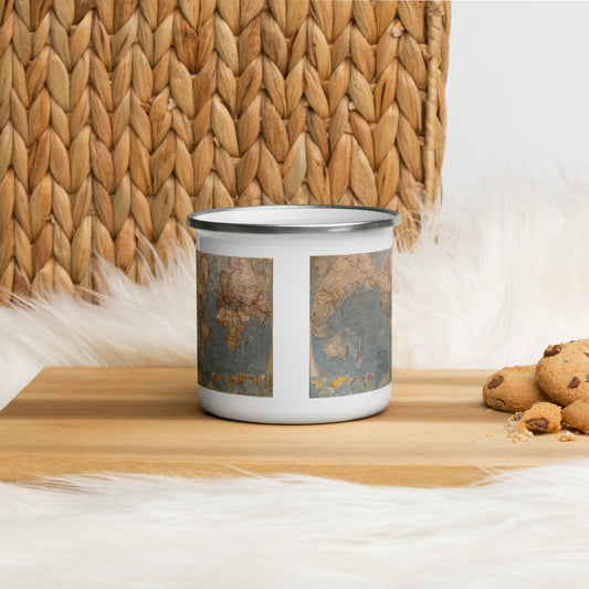 World Map Enamel Mug