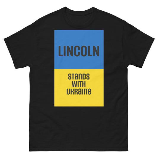 Lincoln Stands with Ukraine. Men's heavyweight tee