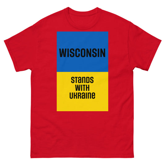 Wisconsin Stands with Ukraine. Men's heavyweight tee