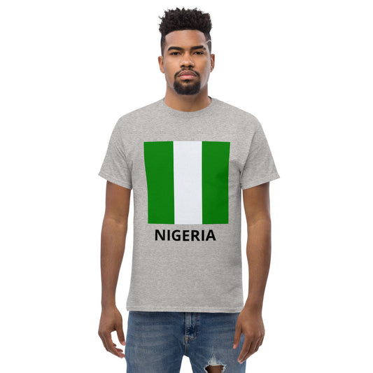 Nigeria flag and name. Men's heavyweight tee