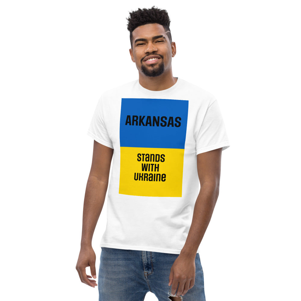 Arkansas Stands with Ukraine. Men's heavyweight tee