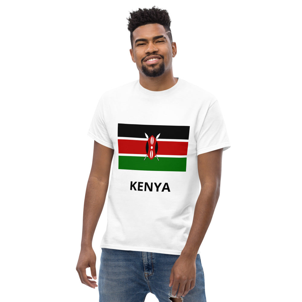 Kenya flag and Name. Men's heavyweight tee