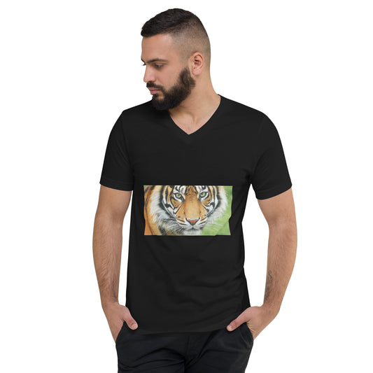 Photo Tiger Unisex Short Sleeve V-Neck T-Shirt