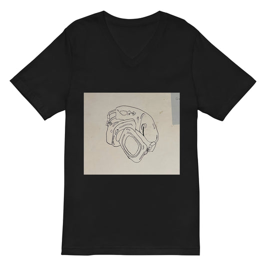 Earphones Drawing Unisex Short Sleeve V-Neck T-Shirt