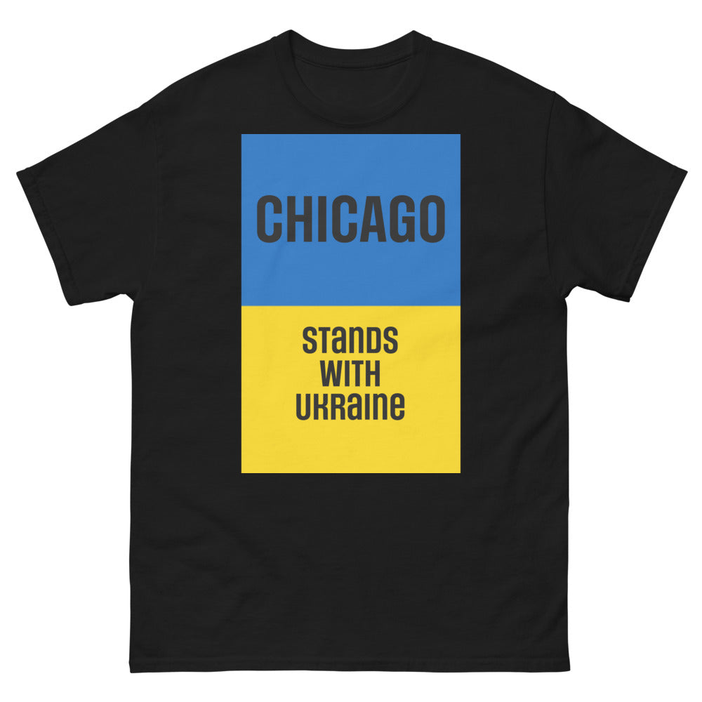 Chicago Stands with Ukraine. Men's heavyweight tee