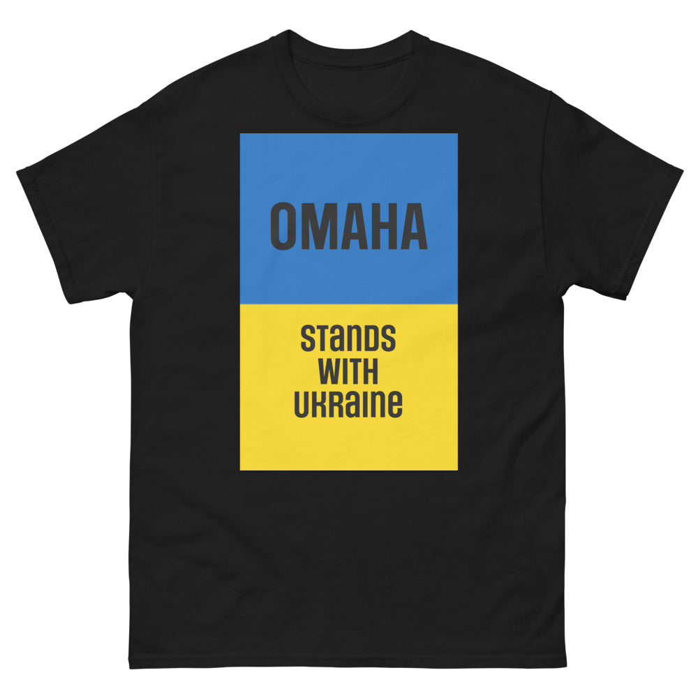 Omaha Stands with Ukraine.  Men's heavyweight tee