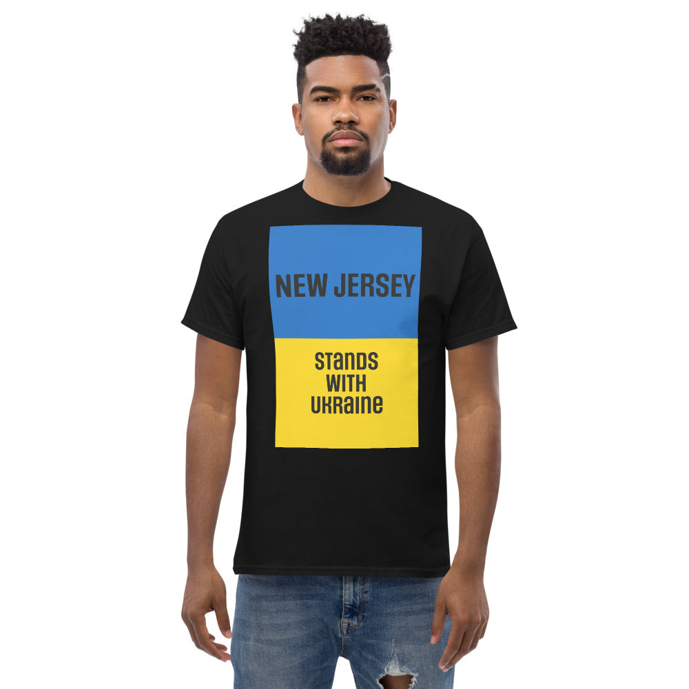 New Jersey Stands with Ukraine.  Men's heavyweight tee