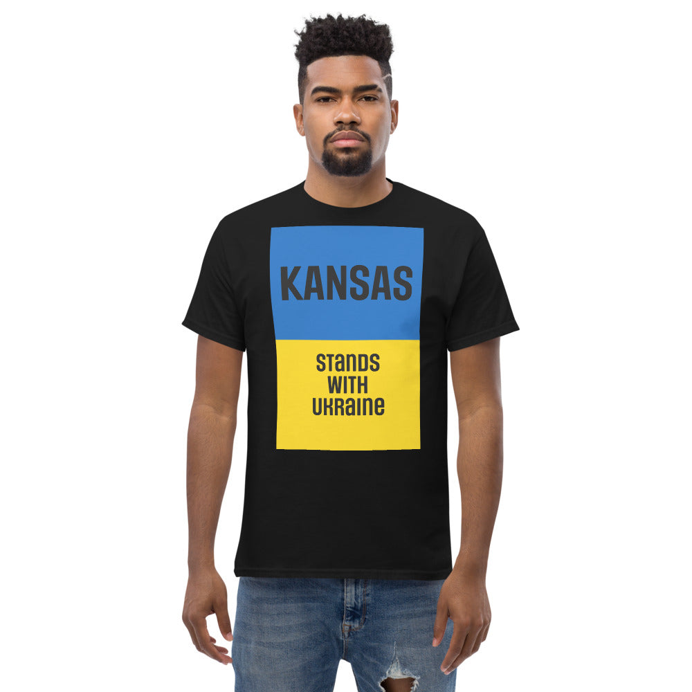 Kansas Stands with Ukraine. Men's heavyweight tee