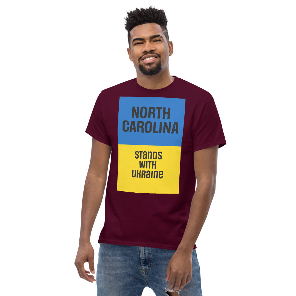 North Carolina Stands with Ukraine.  Men's heavyweight tee