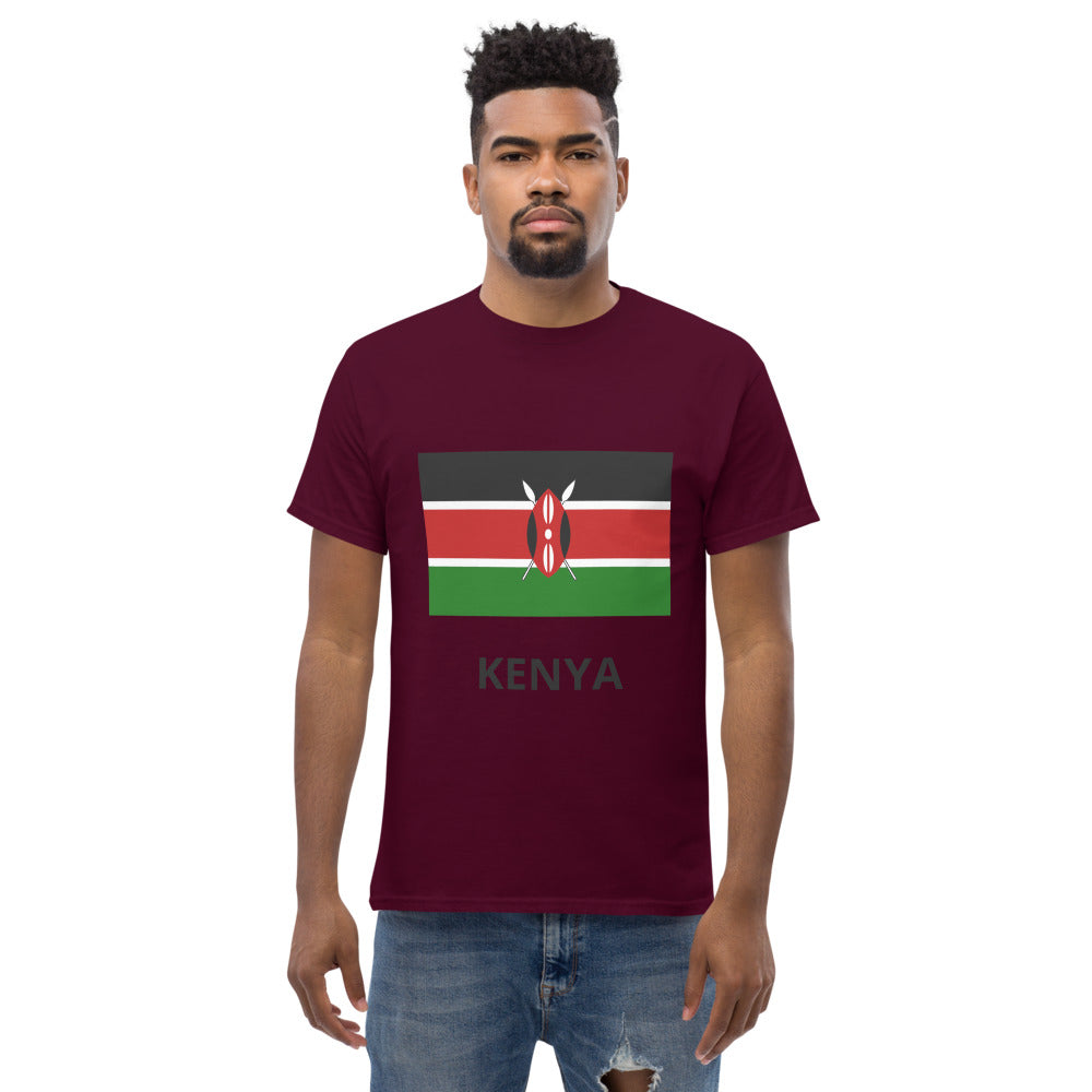 Kenya flag and Name.  Men's heavyweight tee