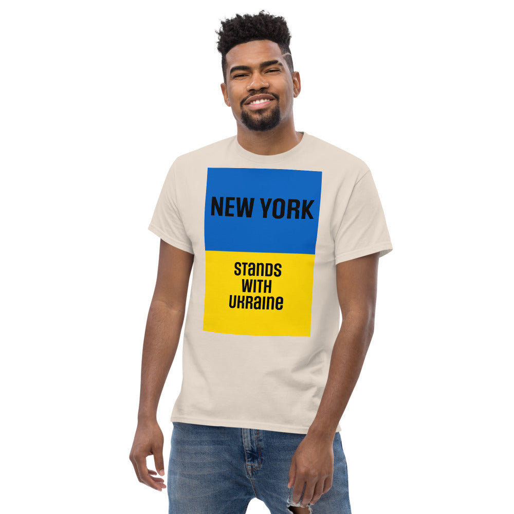 New York Stands with Ukraine.  Men's heavyweight tee