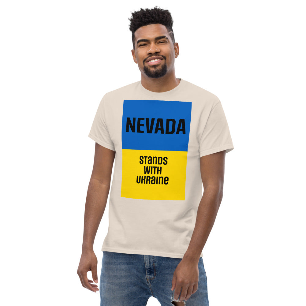 Nevada Stands with Ukraine.  Men's heavyweight tee