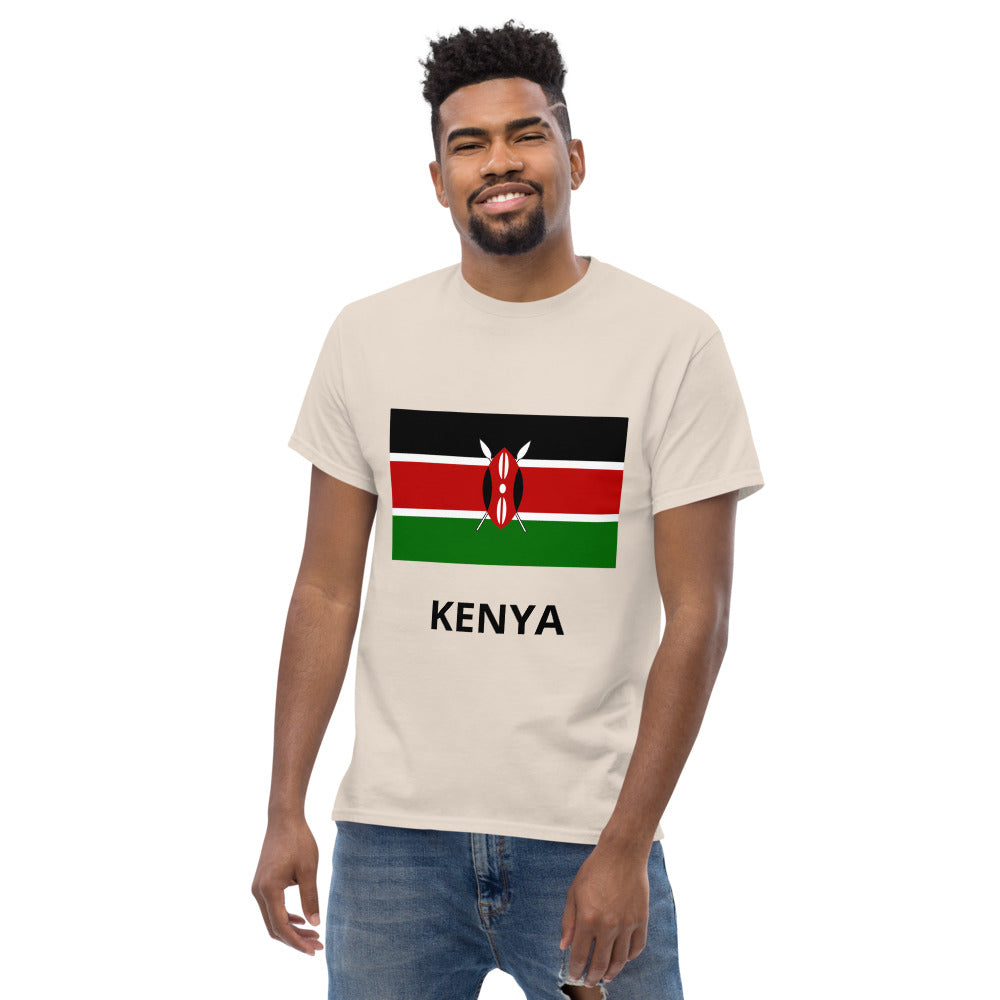 Kenya flag and Name.  Men's heavyweight tee