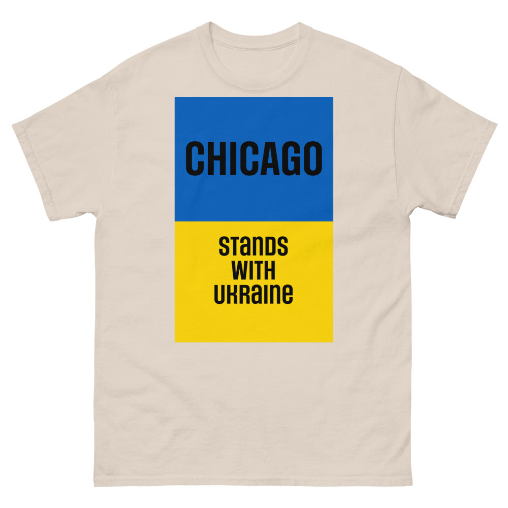 Chicago Stands with Ukraine. Men's heavyweight tee