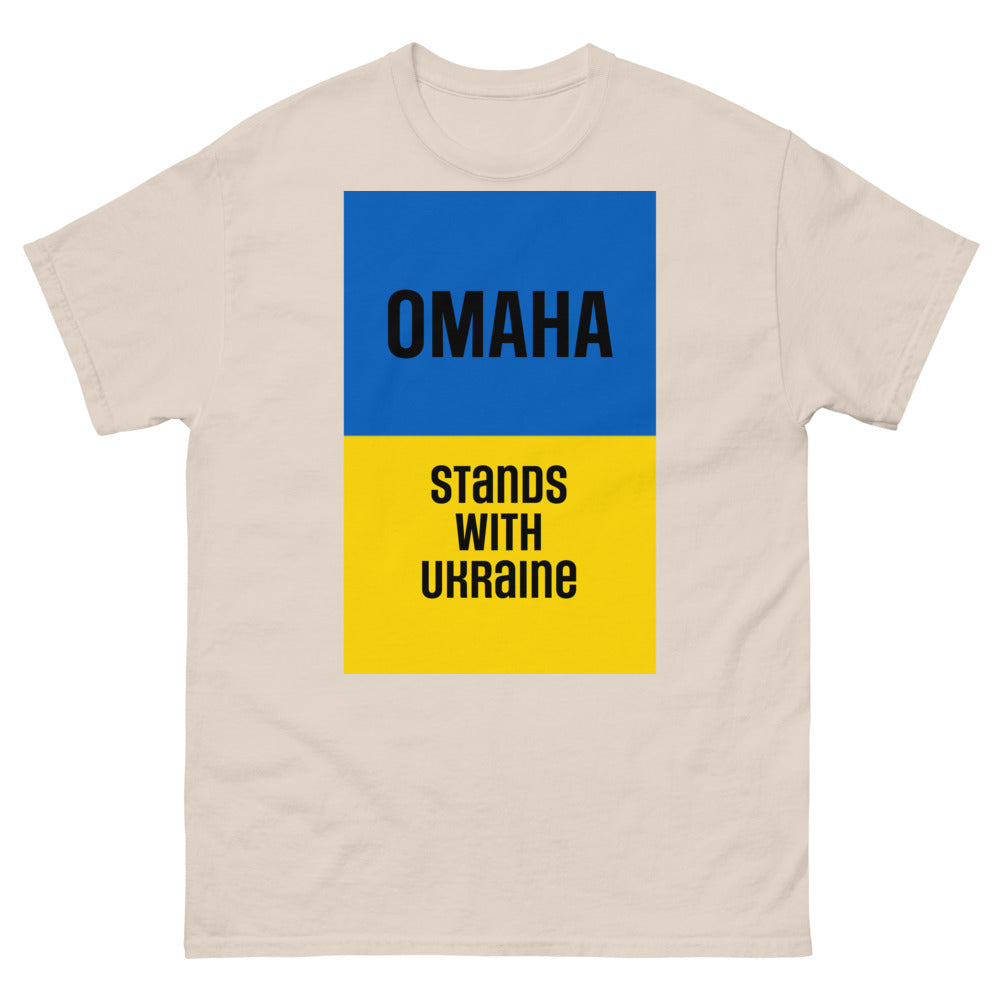 Omaha Stands with Ukraine.  Men's heavyweight tee