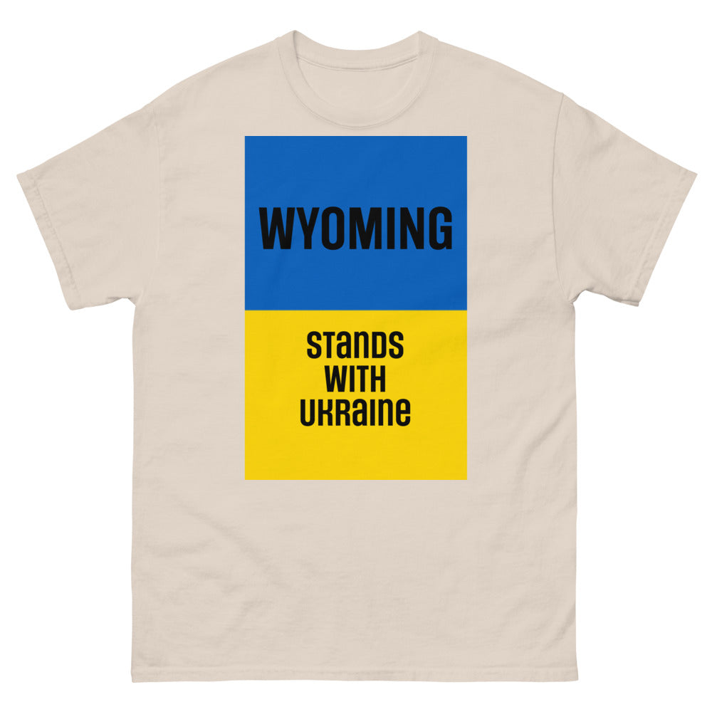 Wyoming Stands with Ukraine.  Men's heavyweight tee