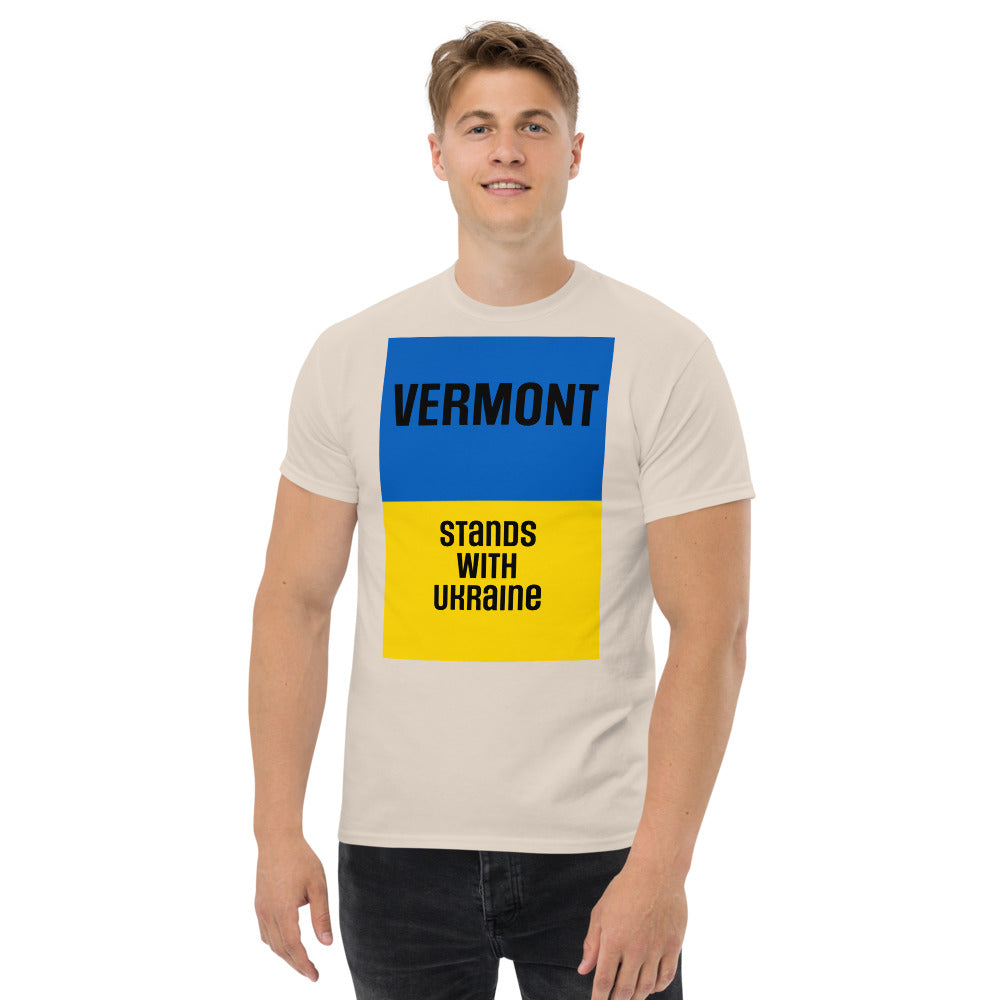 Vermont Stands with Ukraine.  Men's heavyweight tee
