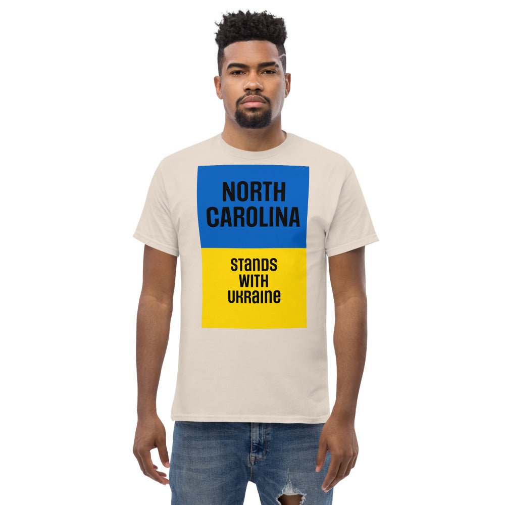 North Carolina Stands with Ukraine.  Men's heavyweight tee