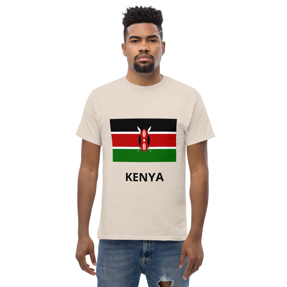 Kenya flag and Name.  Men's heavyweight tee