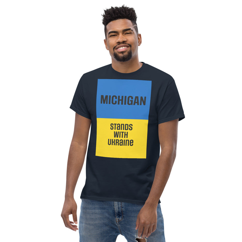 Michigan Stands with Ukraine. Men's heavyweight tee