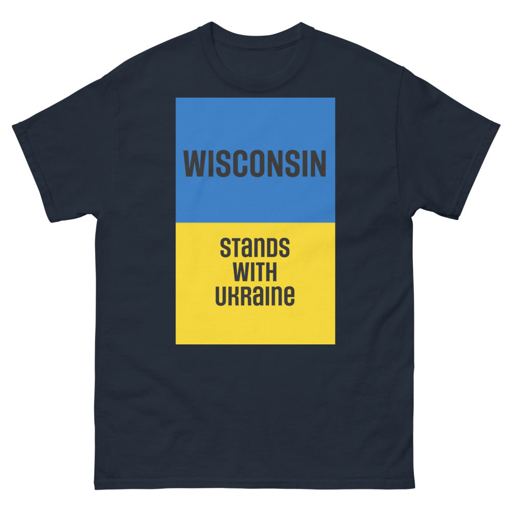 Wisconsin Stands with Ukraine.  Men's heavyweight tee