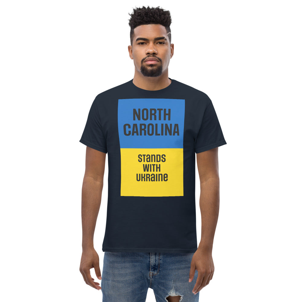 North Carolina Stands with Ukraine.  Men's heavyweight tee