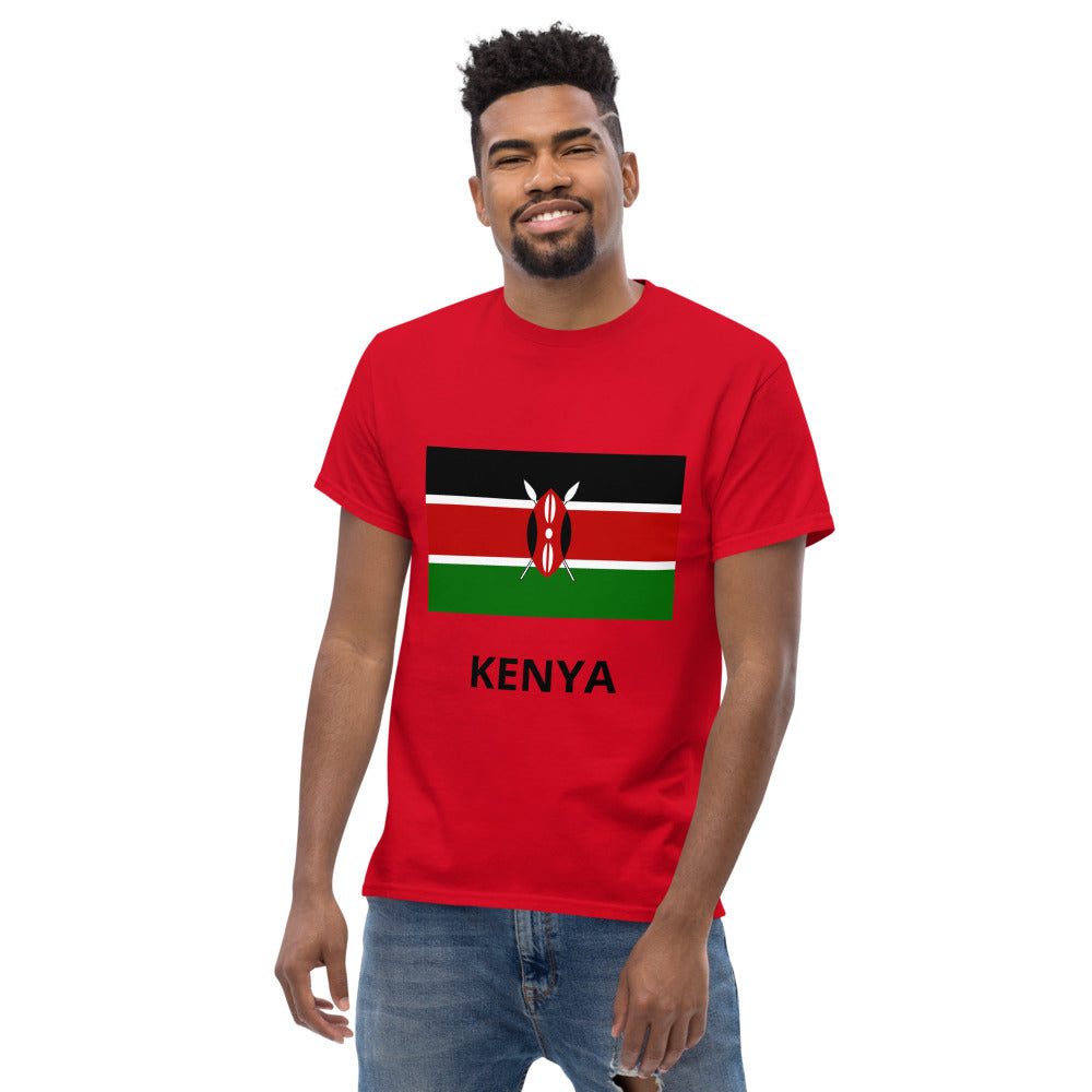 Kenya flag and Name.  Men's heavyweight tee