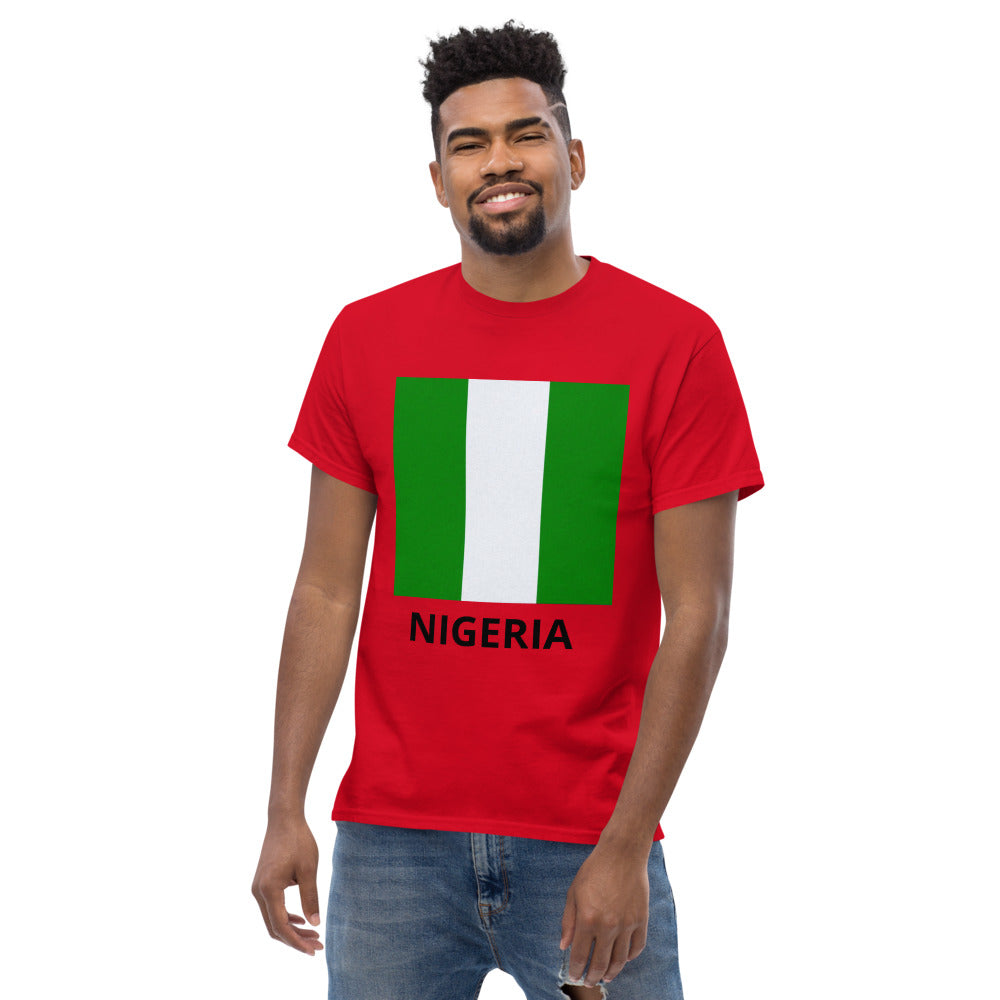 Nigeria flag and name. Men's heavyweight tee