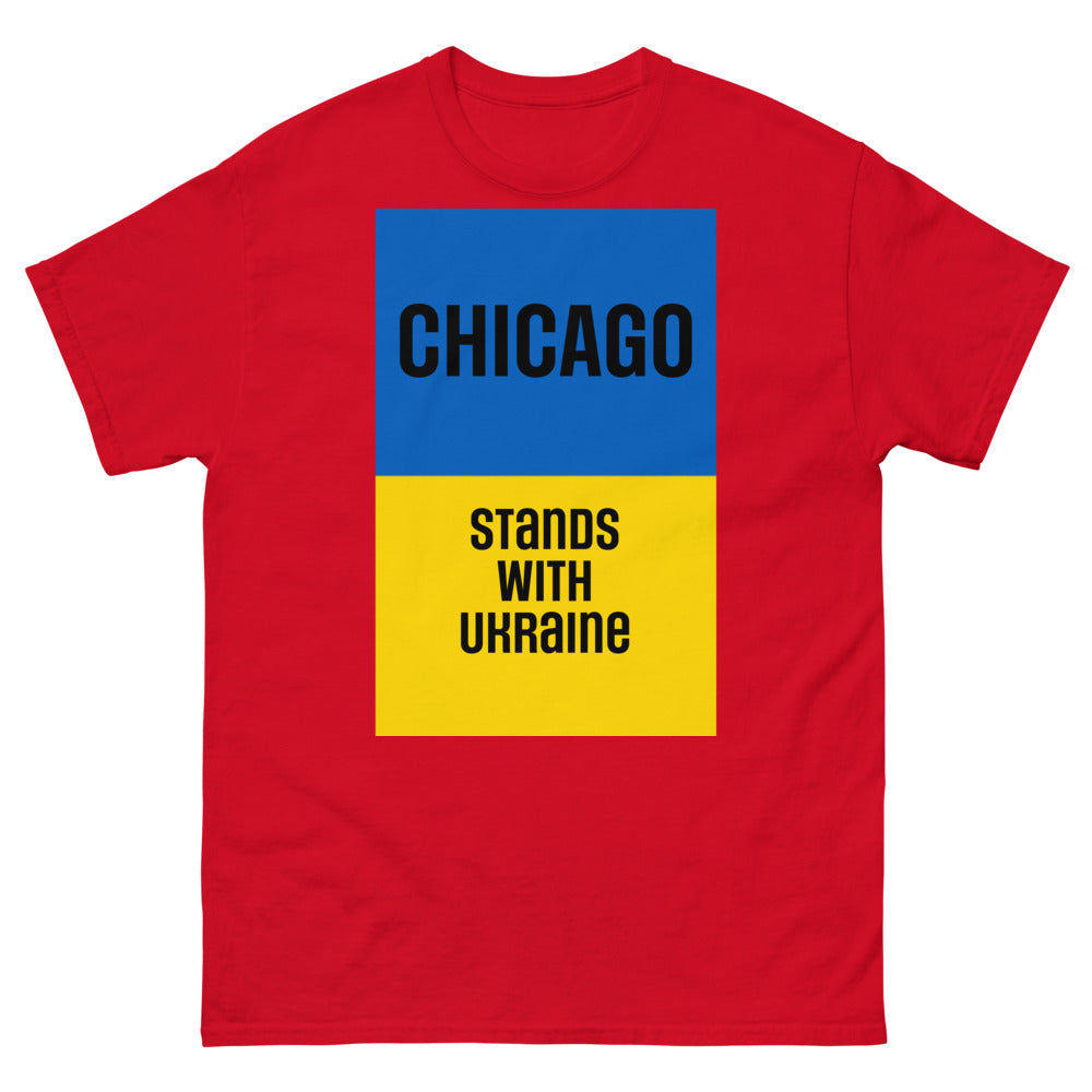 Chicago Stands with Ukraine. Men's heavyweight tee