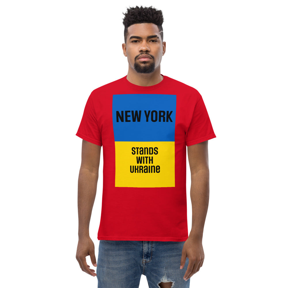 New York Stands with Ukraine.  Men's heavyweight tee