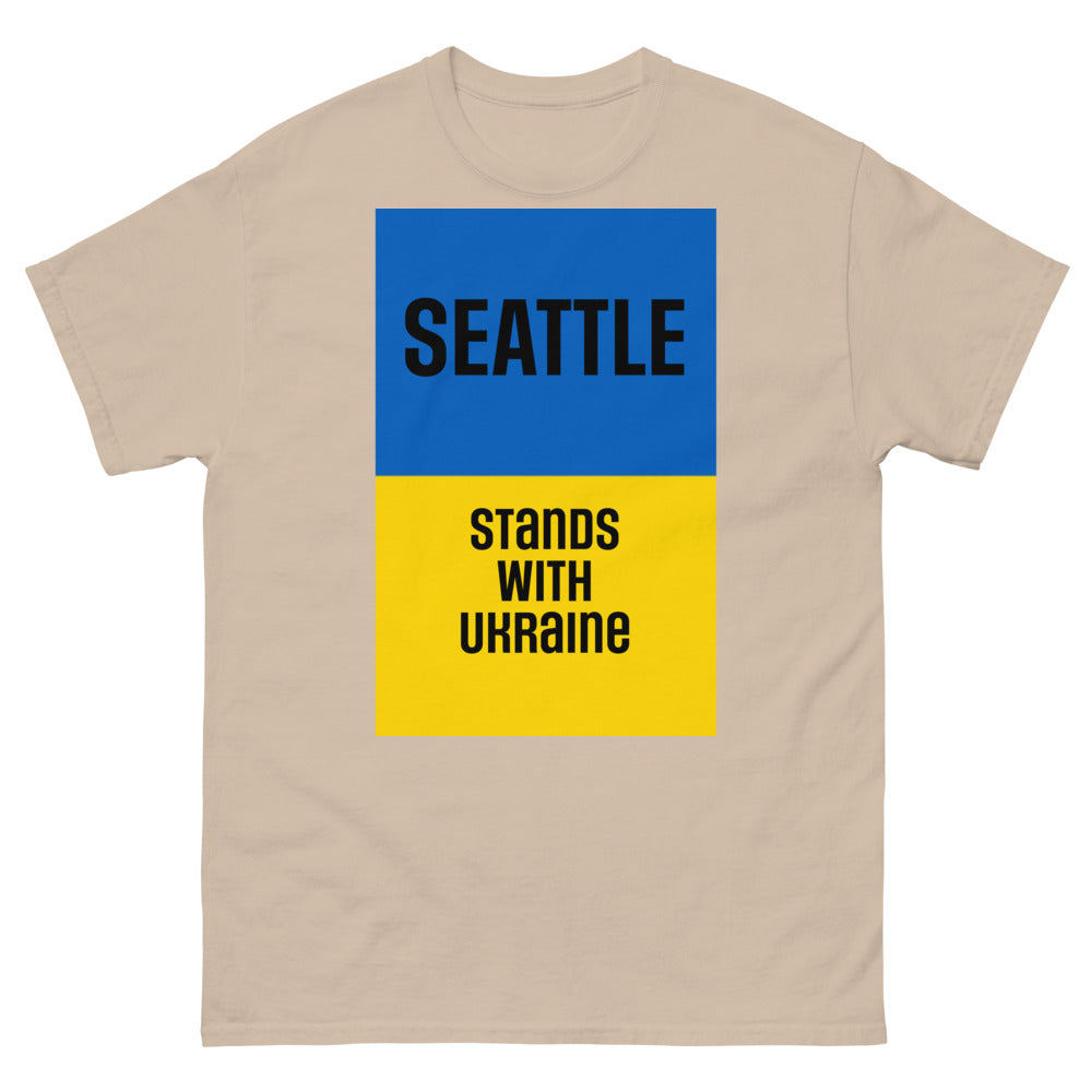 Seattle Stands with Ukraine. Men's heavyweight tee