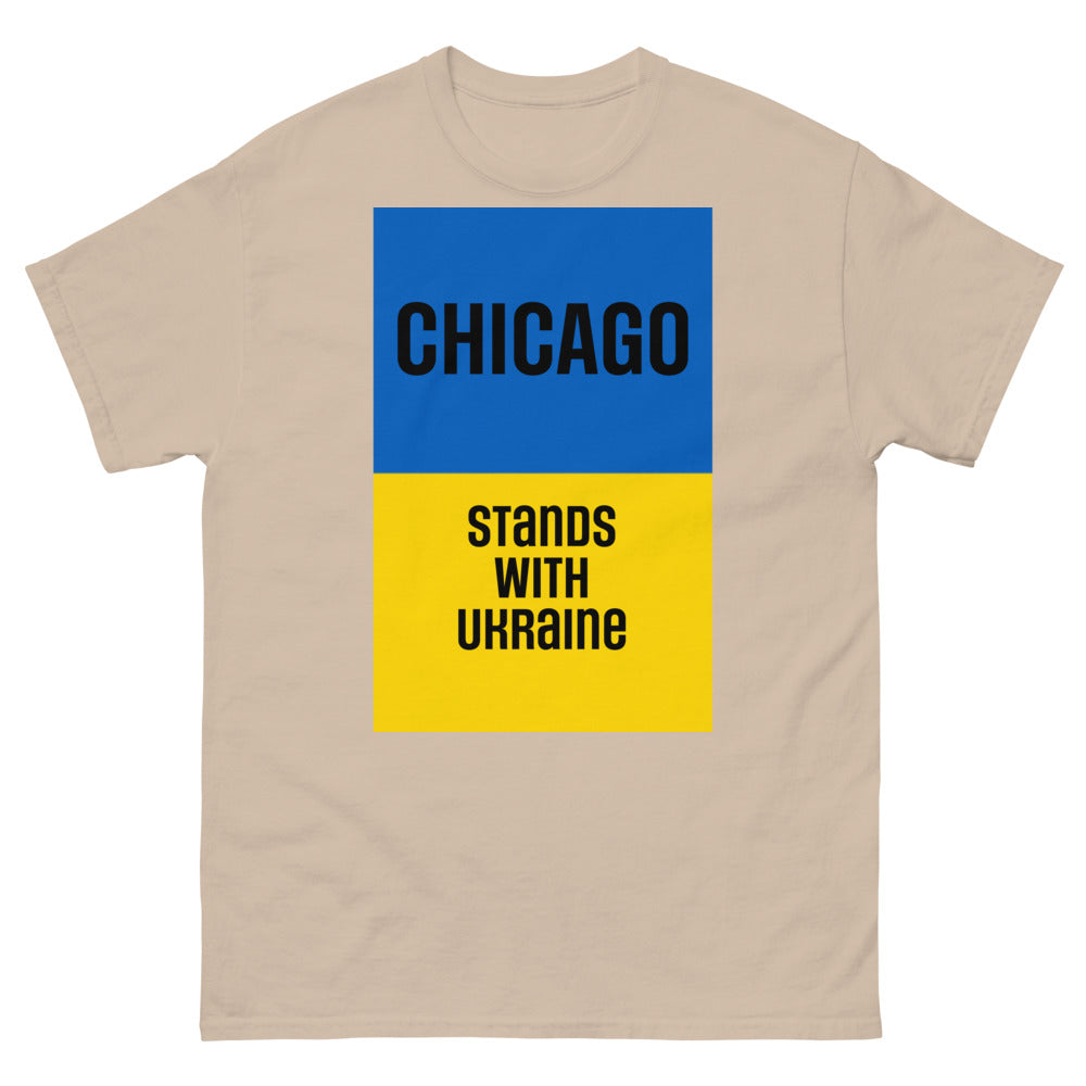 Chicago Stands with Ukraine. Men's heavyweight tee