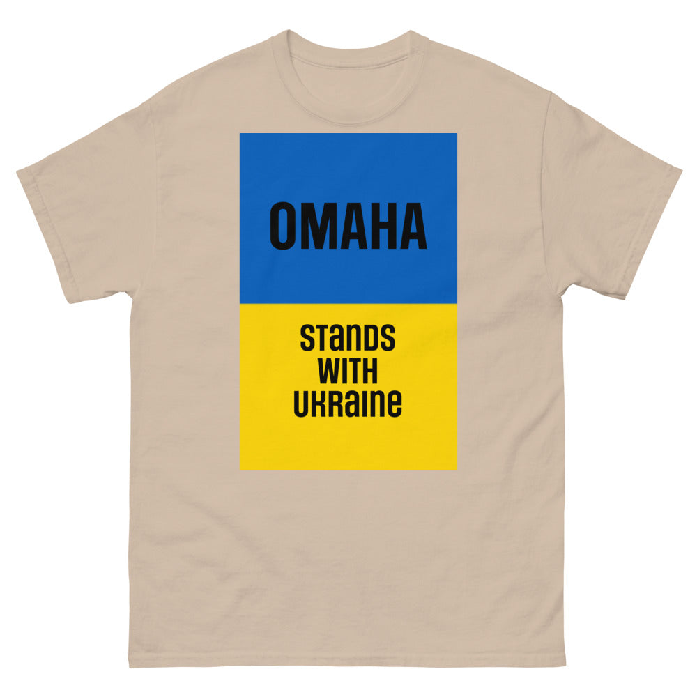 Omaha Stands with Ukraine.  Men's heavyweight tee