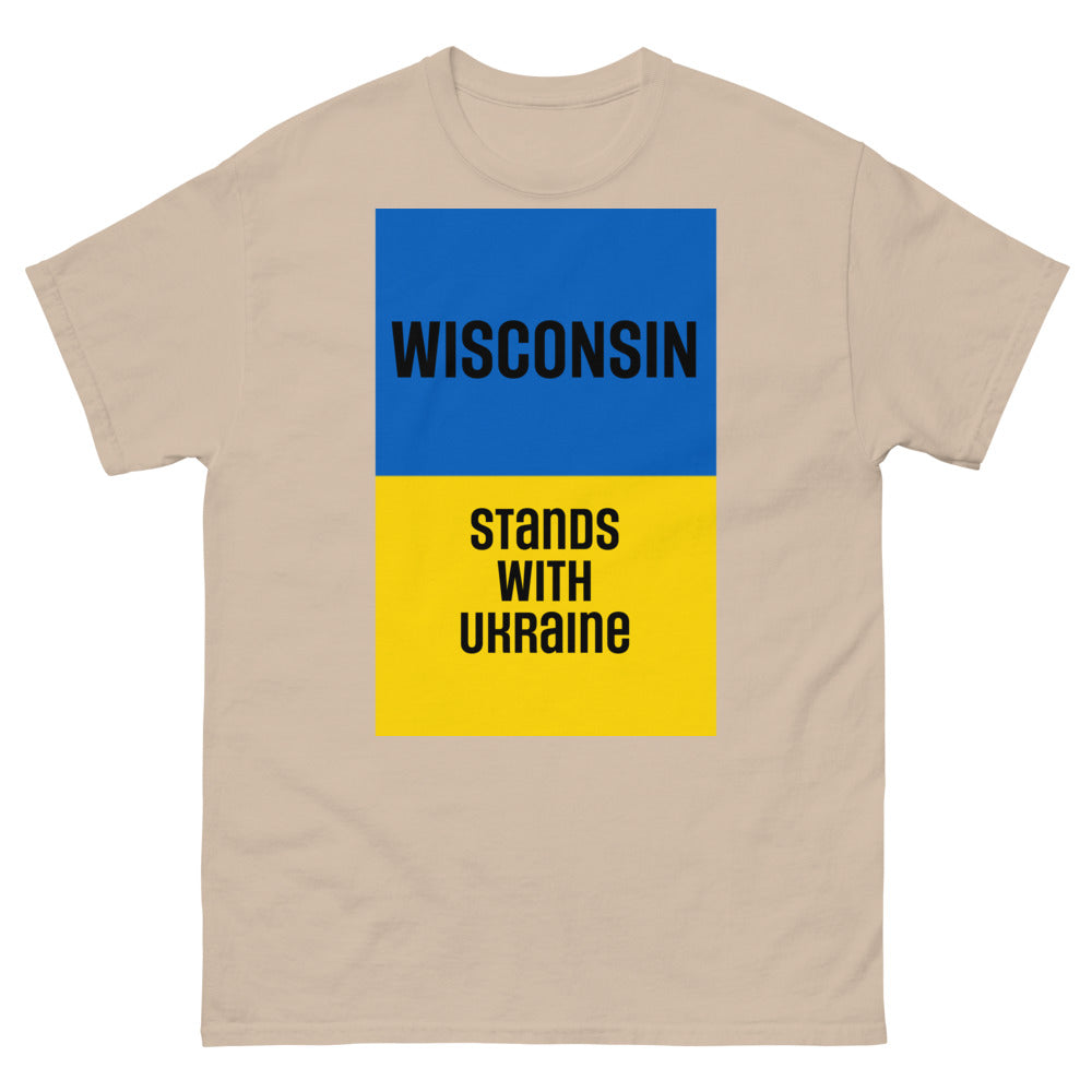 Wisconsin Stands with Ukraine.  Men's heavyweight tee