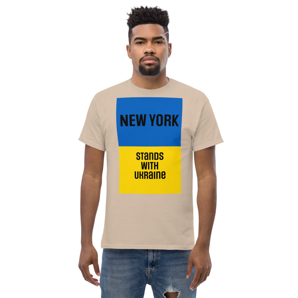 New York Stands with Ukraine.  Men's heavyweight tee