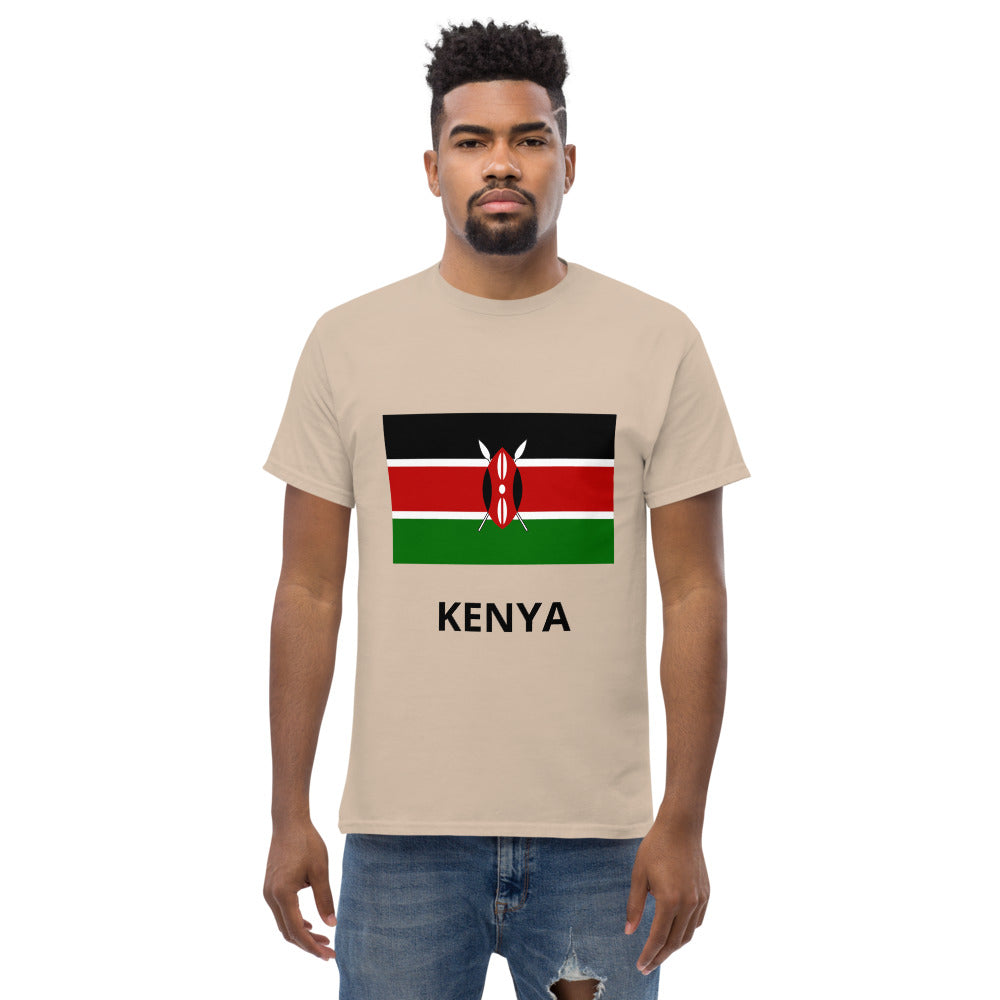 Kenya flag and Name.  Men's heavyweight tee