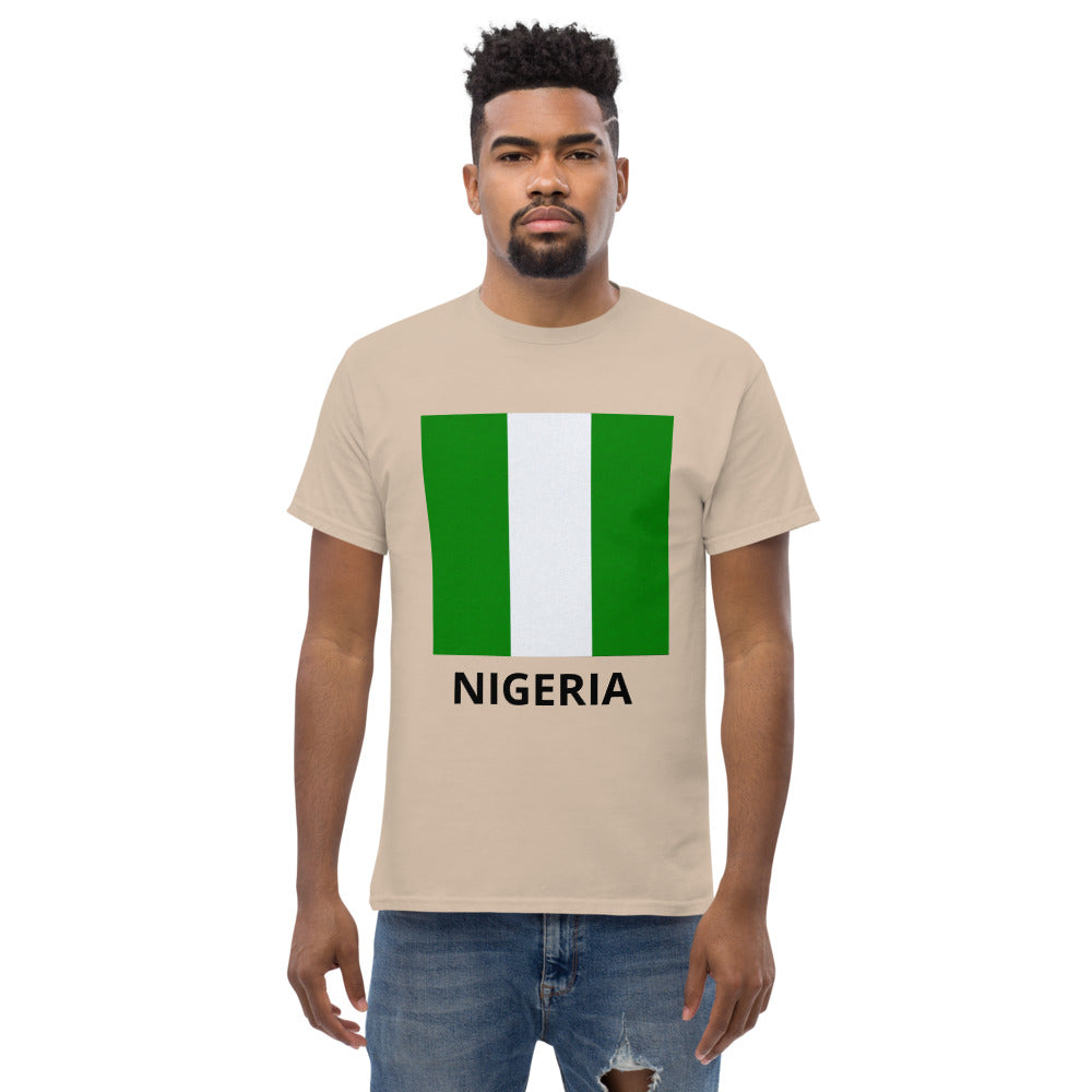 Nigeria flag and name. Men's heavyweight tee