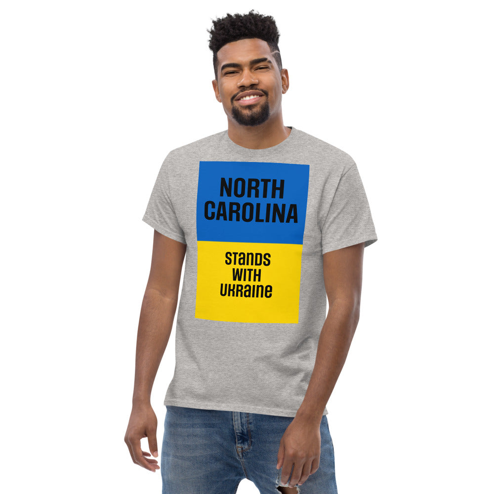 North Carolina Stands with Ukraine.  Men's heavyweight tee