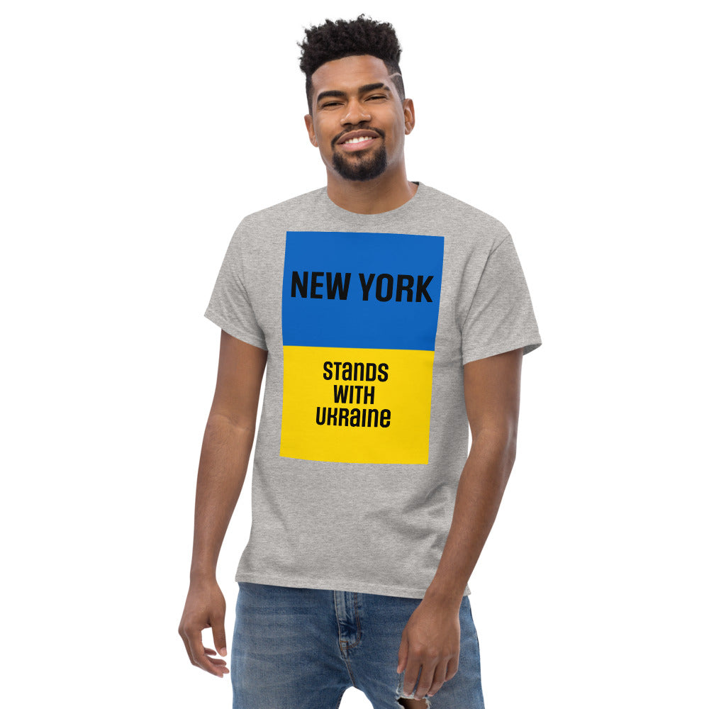 New York Stands with Ukraine.  Men's heavyweight tee