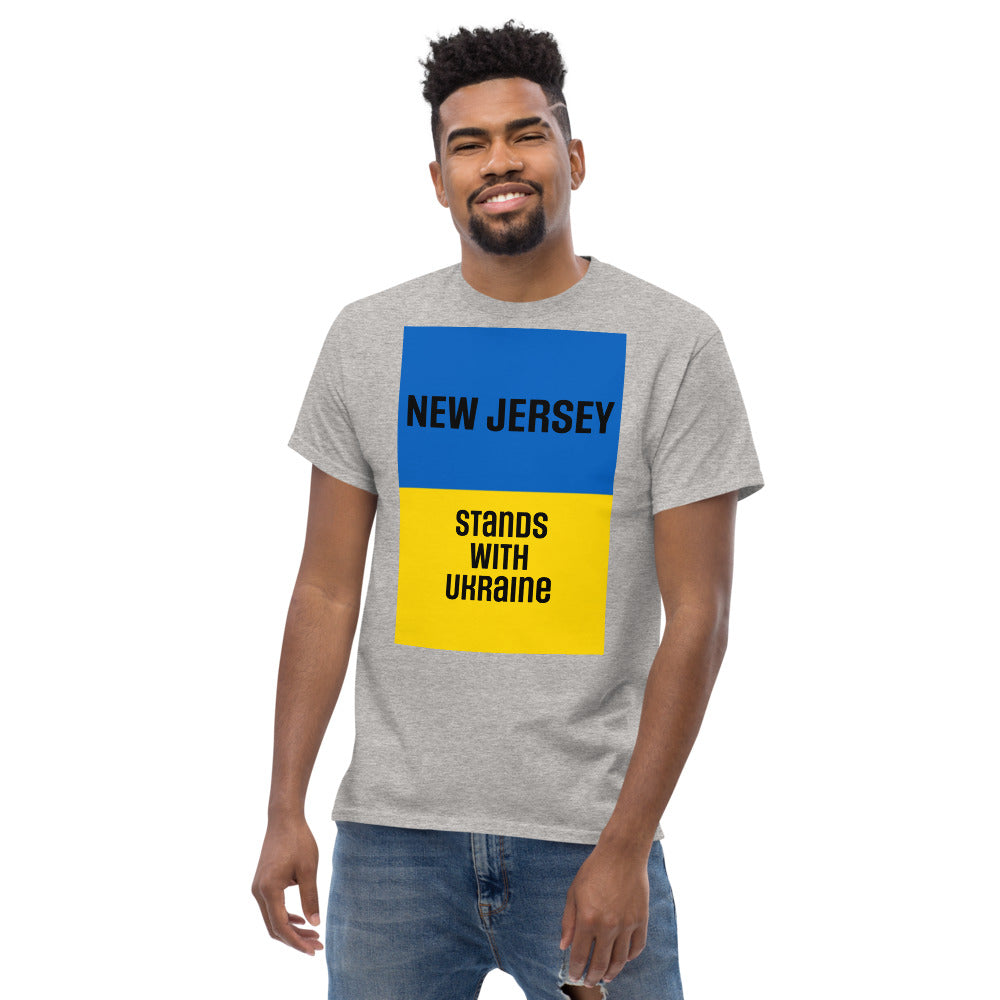 New Jersey Stands with Ukraine.  Men's heavyweight tee