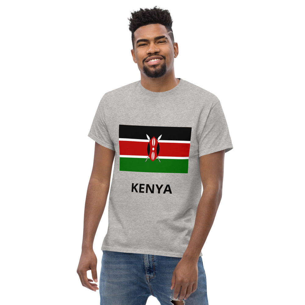 Kenya flag and Name.  Men's heavyweight tee