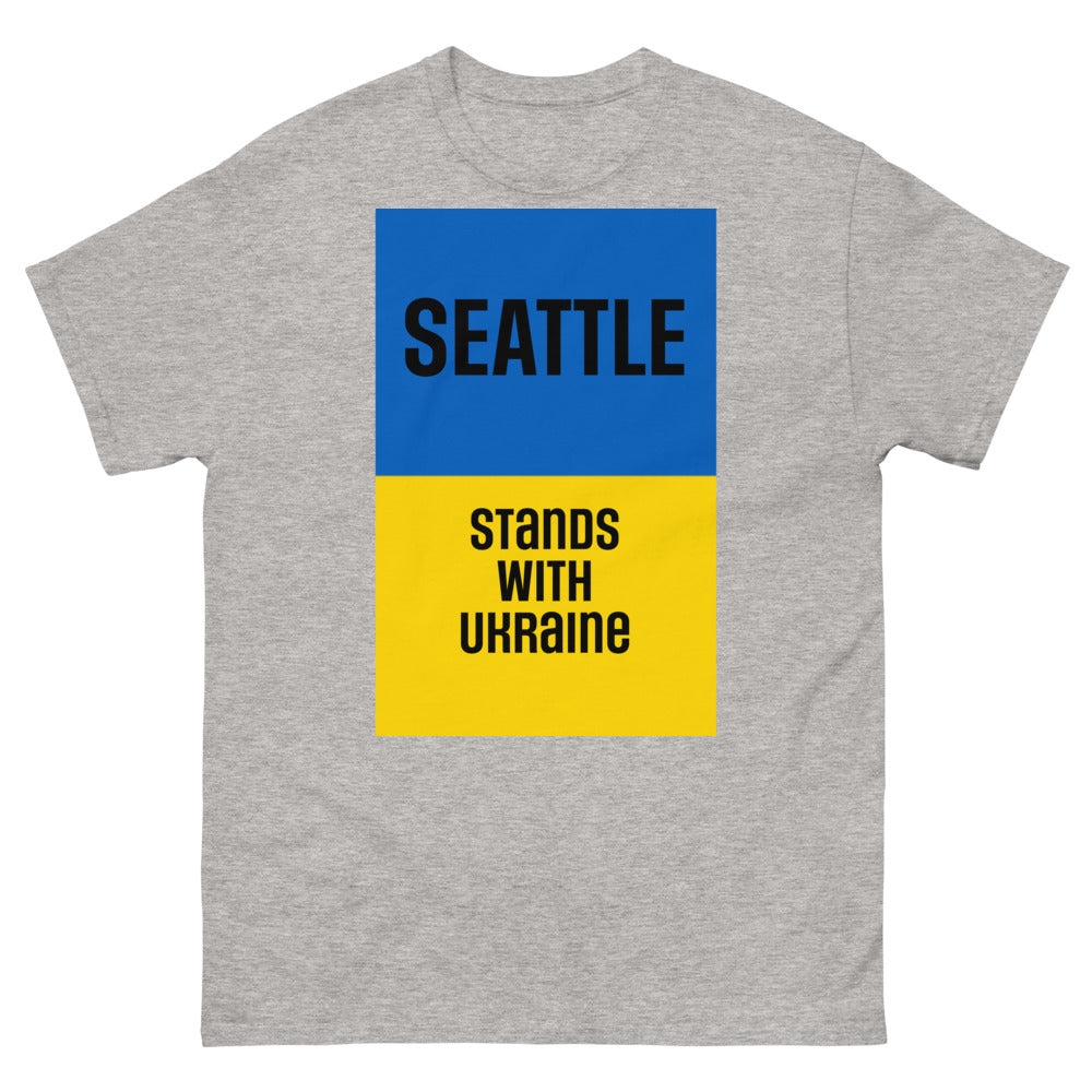 Seattle Stands with Ukraine. Men's heavyweight tee