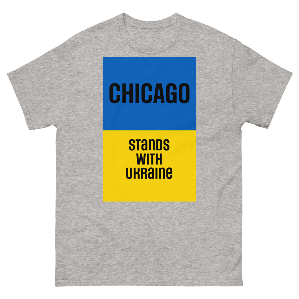 Chicago Stands with Ukraine. Men's heavyweight tee