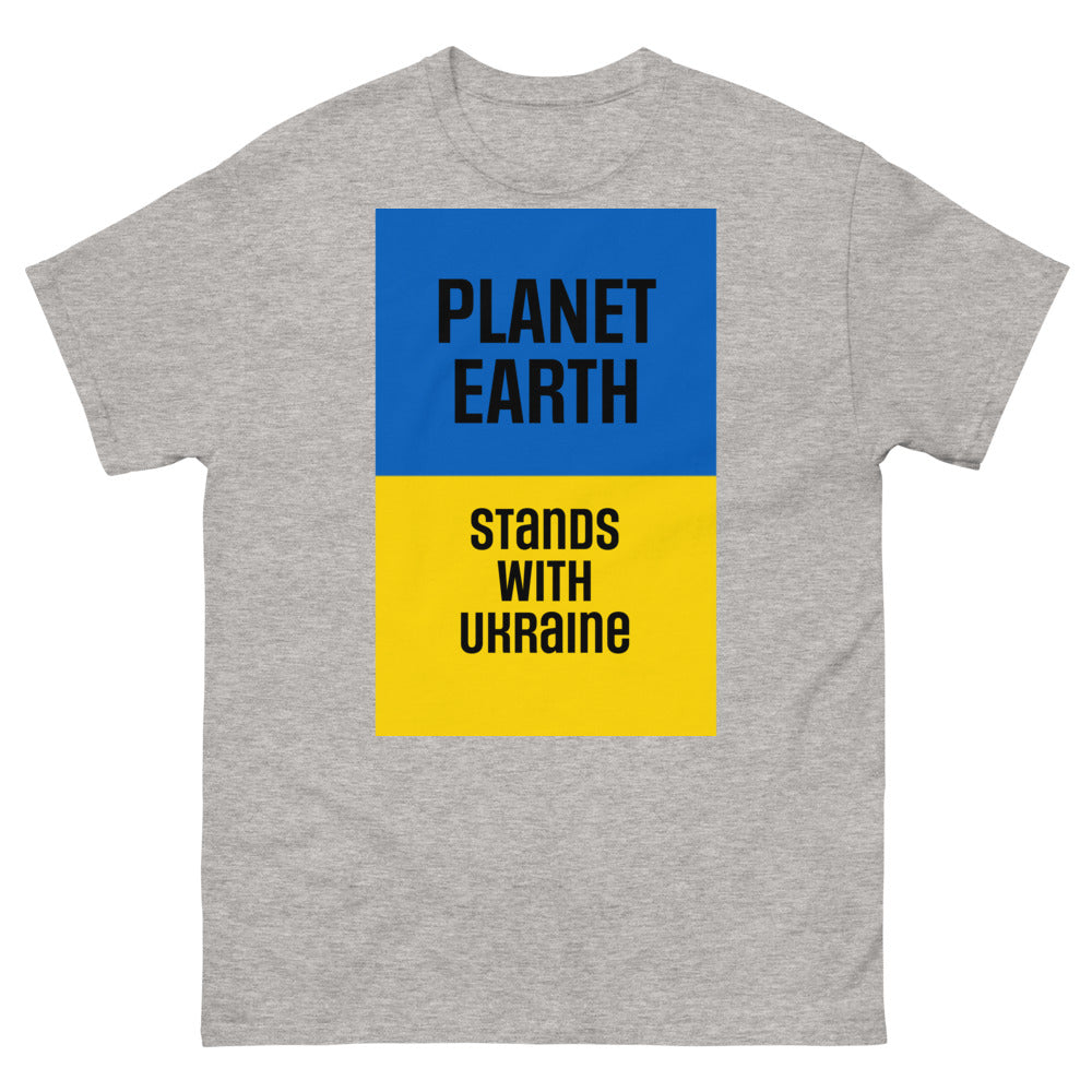 Planet Earth Stands with Ukraine.  Men's heavyweight tee