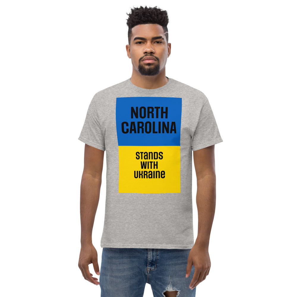 North Carolina Stands with Ukraine.  Men's heavyweight tee