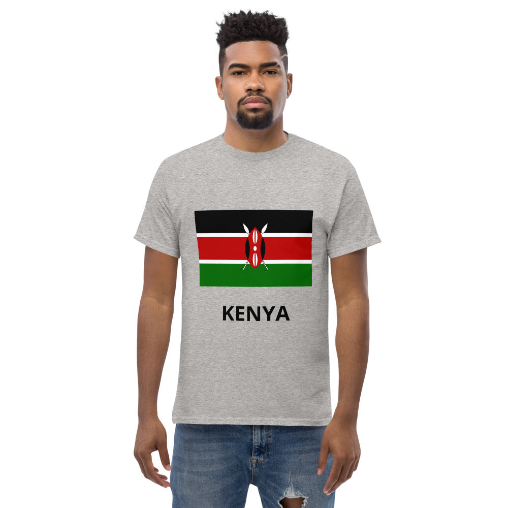 Kenya flag and Name.  Men's heavyweight tee