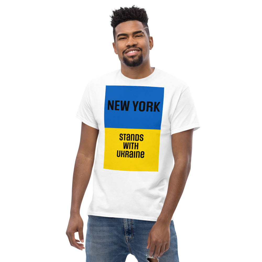 New York Stands with Ukraine.  Men's heavyweight tee