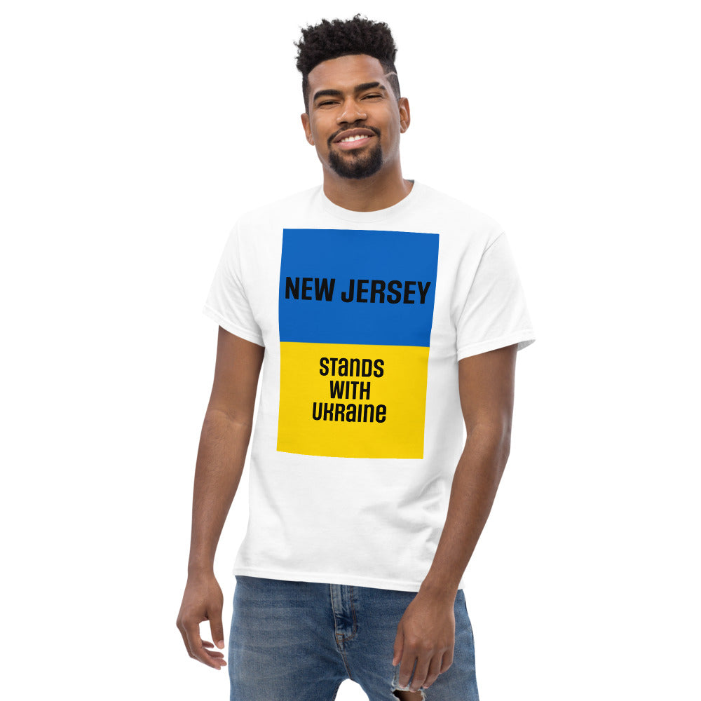 New Jersey Stands with Ukraine.  Men's heavyweight tee