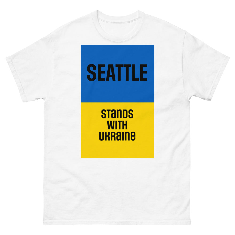 Seattle Stands with Ukraine. Men's heavyweight tee